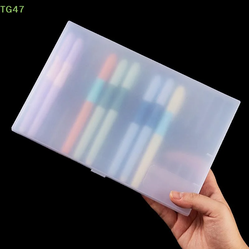 【LS】MultiSlot Pen Ganized Box Stationery Display Holder Hard Plastic Pencil Case Writing Containers School Supplies Pen Boxes Em view 3