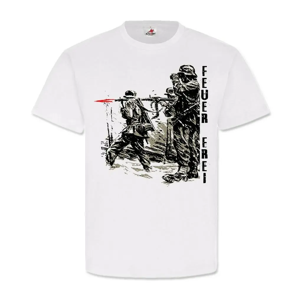  MG-34 Machine Gun Shoulder Shooting Free Fire T-Shirt. Summer Cotton Short Sleeve O-Neck Mens T Shirt New S-3XL