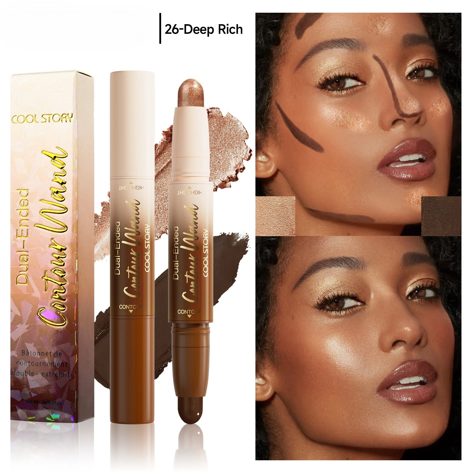 Fair Deep Contour Stick Fondotinta viso Correttore Matte Perlescente Evidenziatore Naso Ombra V Contorno viso Forma Scolpire Bacchetta