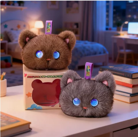 AI Desk Companion Cat Plush Toy G6-009, 10cm Stuffed Animal with PP Cotton, CE RoHS EN71 Certified Cute Desktop Plush Doll Gift