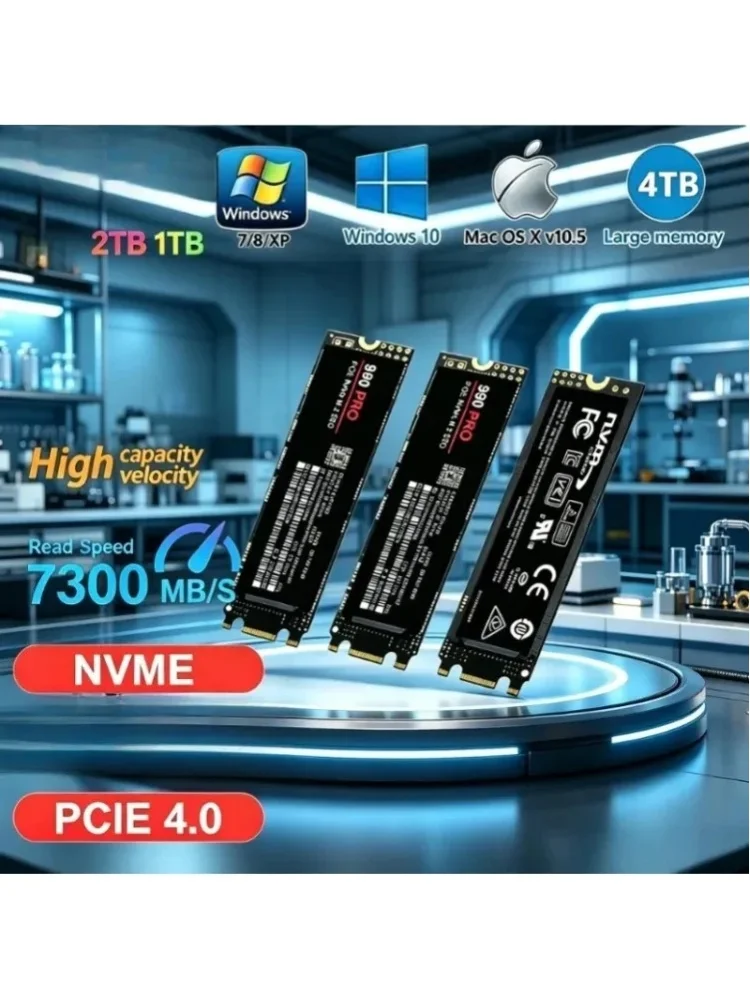 NEU Original 980Pro 990Pro M.2 NVMe SSD 1TB PCIe 4.0 7400MB/s Hochleistungs-Interne Solid-State-Festplatte für Laptop Desktop PC