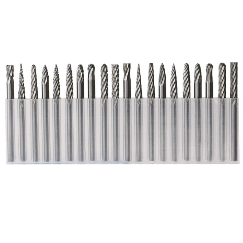 

Carbide Burrs Set 1/8 Shank Diameter Double Cut Tungsten Carbide Burs Rotary File Carving Grinding Bit 20Pcs