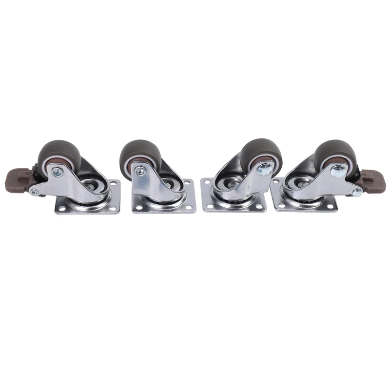 4 Pack 1 Inch Low Profile Casters Wheels Soft Rubber Swivel Caster With 360 Degree Top Plate 100 Lb Total Capacity For Set Of 4