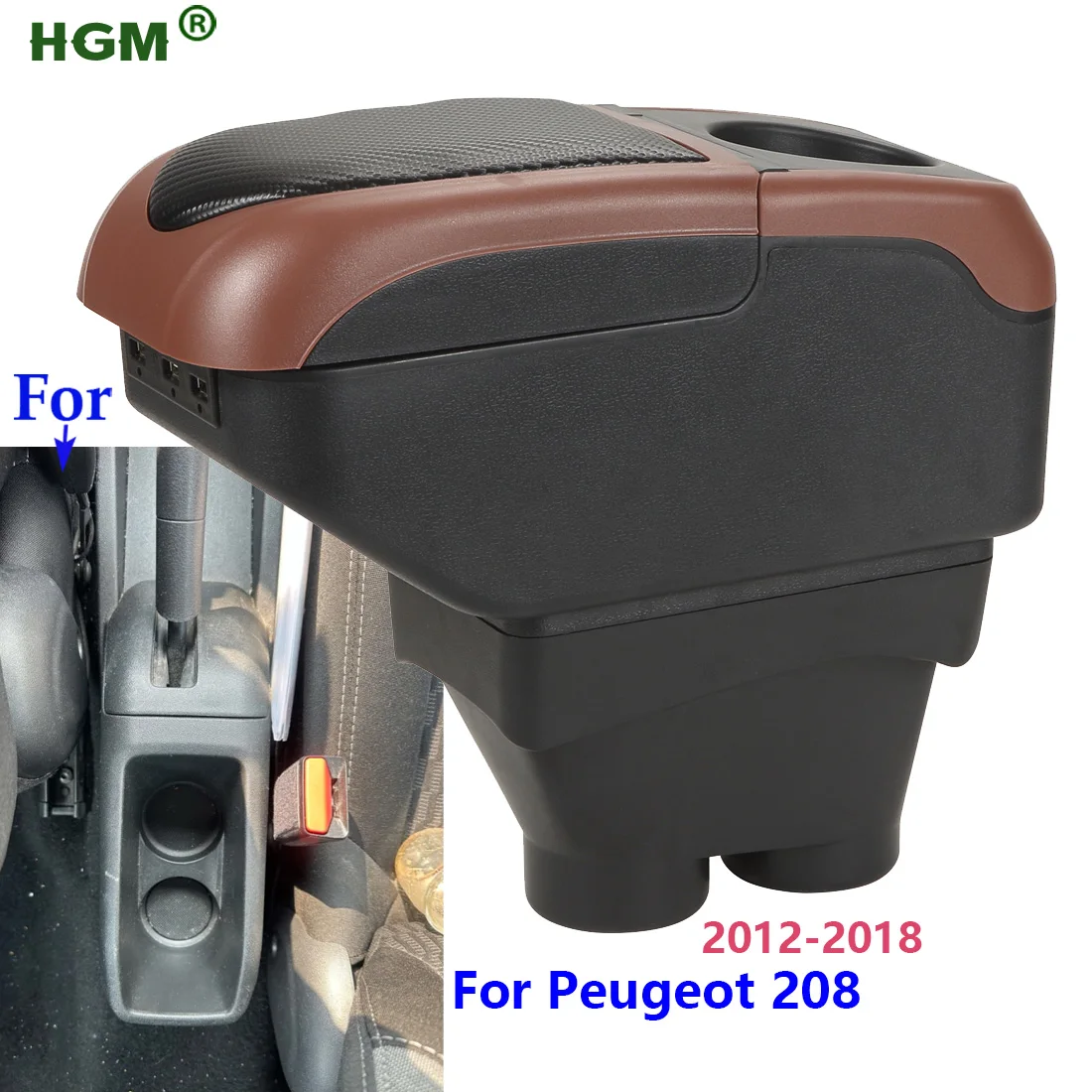 For Peugeot 208 Armrest Box For Peugeot 208 2012-2018 Car Armrest Retrofit partsBracing Height Increase Arm auto Storage Box