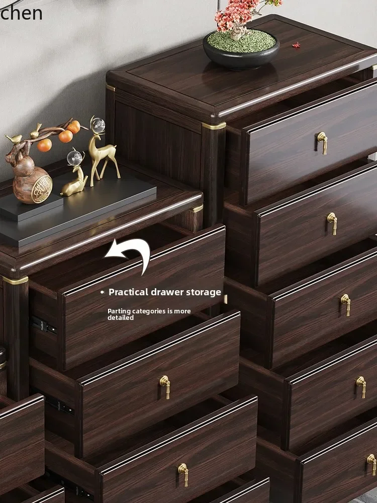 y9-Solid Wood Purple Sandalwood Three-Drawer Cabinet Bedroom Storage Cabinet Wall-Mounted Cabinet