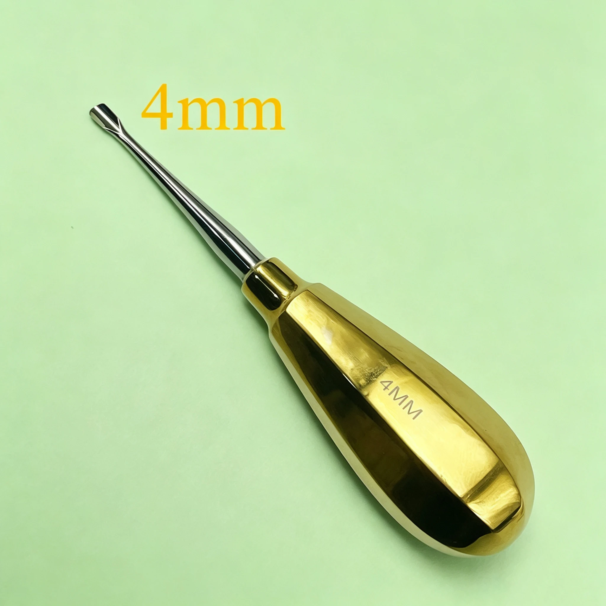 Tierärztlicher Zahnlifter mit Goldgriff, kurzer Griff, geflügeltes Design, professionelles Werkzeug für die Zahnchirurgie von Katzen und Hunden. – Detail 4