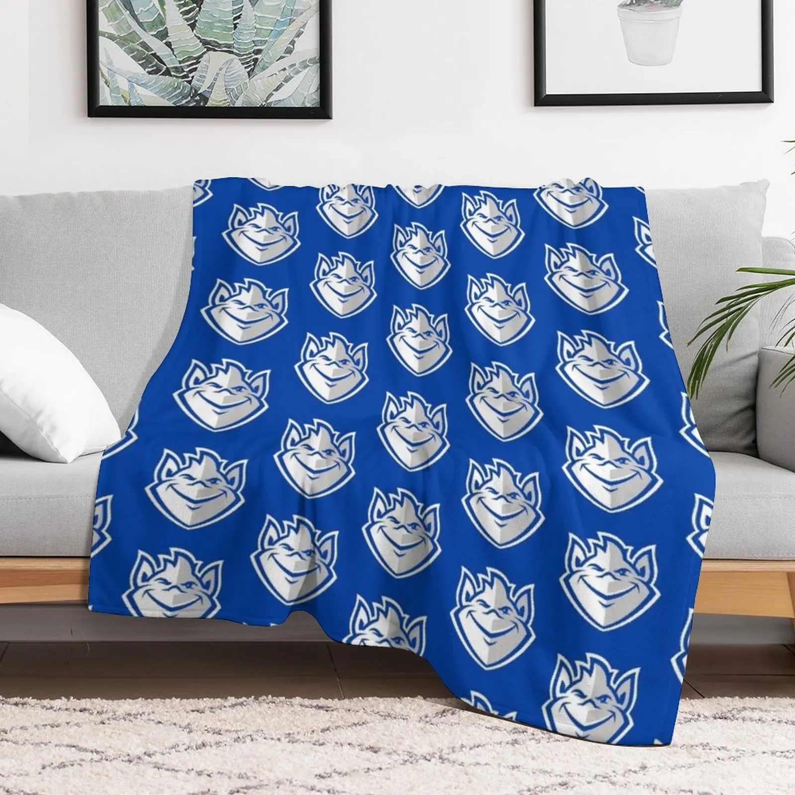 Original Logo Saint Louis Billikens Throw Blanket Wrinkle Resistant Lightweight Blanket