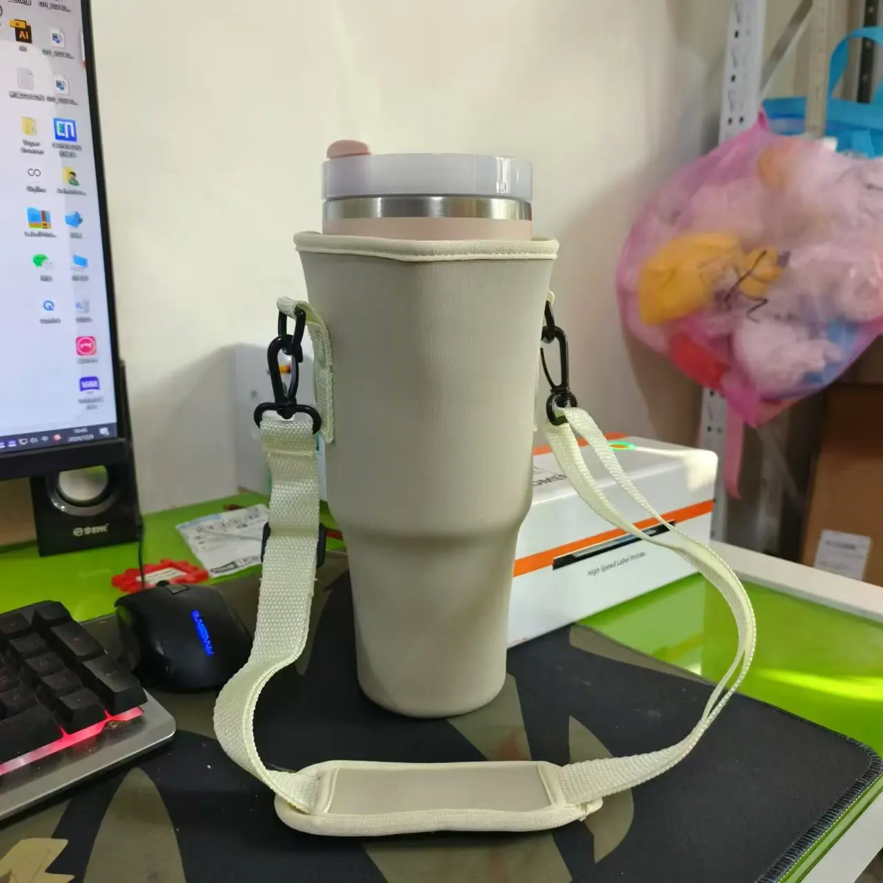 إكسسوارات أكواب الماء، حامل زجاجات المياه، حقيبة يد لزجاجة المياه، مع حزام كتف قابل للتعديل، مناسبة للسفر #5