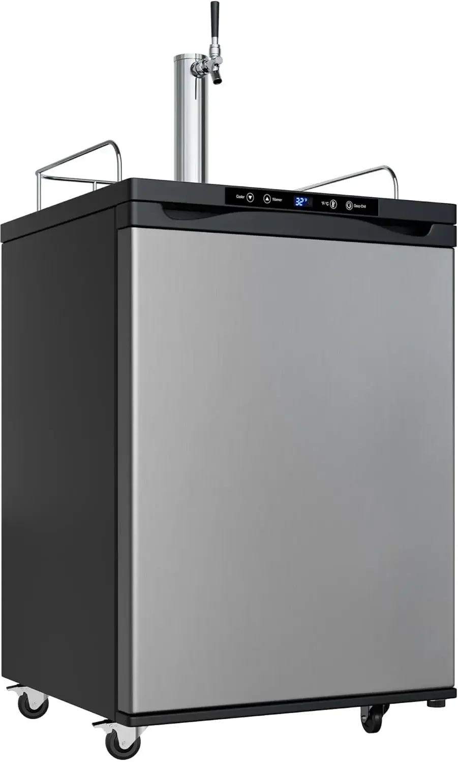 EdgeStar KC3000SS Full Size Kegerator with Digital Display - Black and Stainless Steel