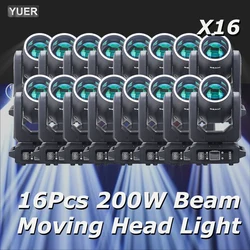 16Pcs/lot 200W LED With Ring Beam Spot Moving Head Light With 18 Rotating Prism Rainbow Effect DMX Disco Party CLub Stage Lights