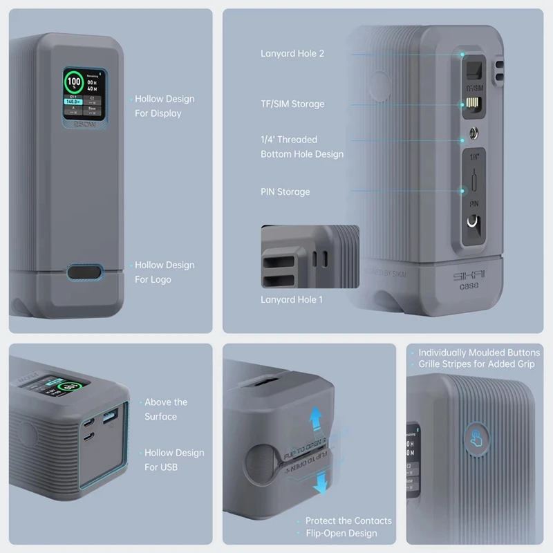 【ساخن】لـ Anker Prime 250W Power Bank غطاء من السيليكون حامل تخزين حقيبة السفر المحمول مع تخزين بطاقة TF/SIM