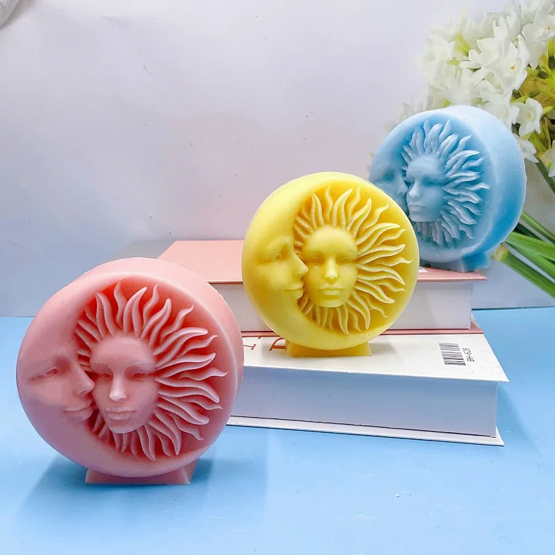 Sun Moon Double-Sided Silicone Mold Aromatherapy Candle Mold European and American Style Plaster Decoration Silicone Mold