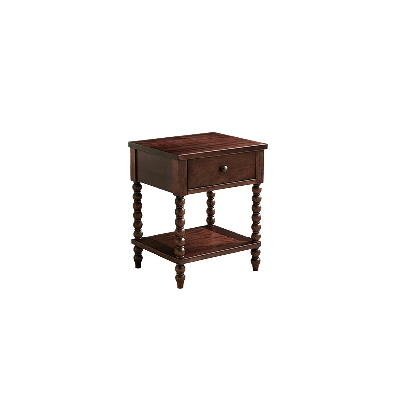 

French retro style all solid wood bedside table American side table living room corner table