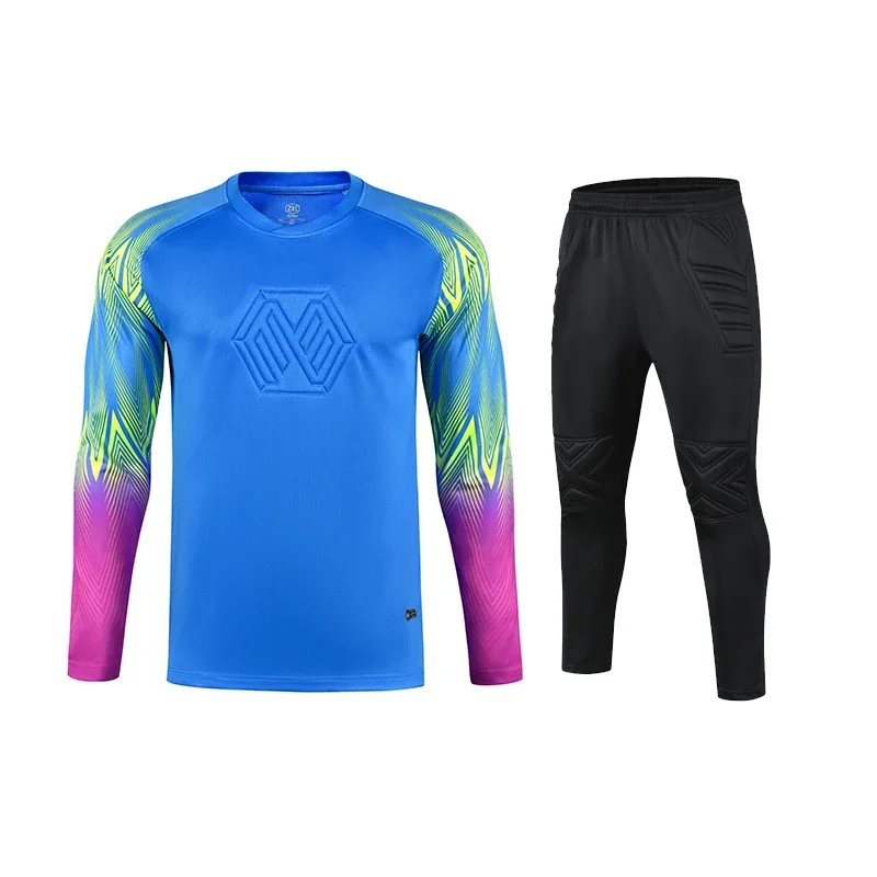 Men Boys Football Jersey Tracksuit Long SleeveGradient Color Seaside Buffer Protection  Adult Kids Goalkeeper Suits