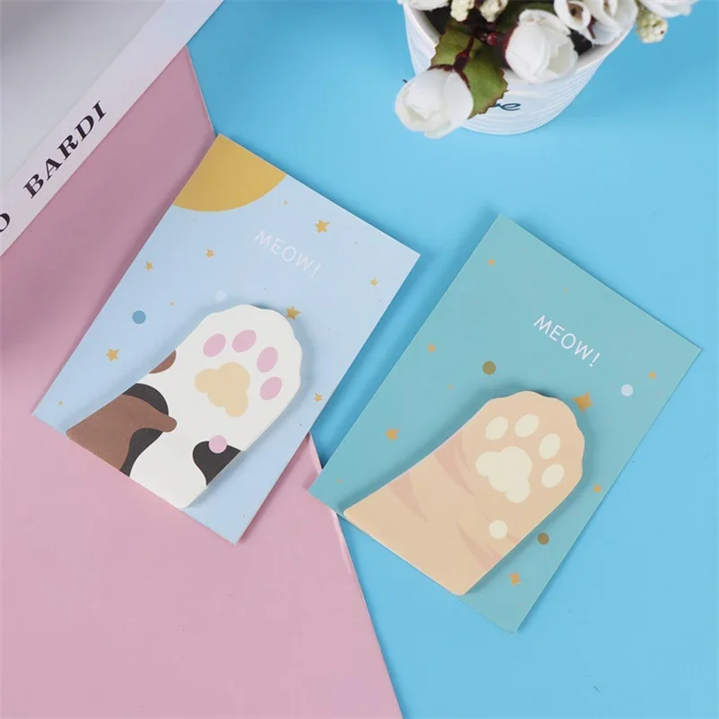 2*30sheets Cat Paw Memo Pads Cute Sticky Notes Kawaii Stationery Notebook Planner Journal Decorations School Supplies