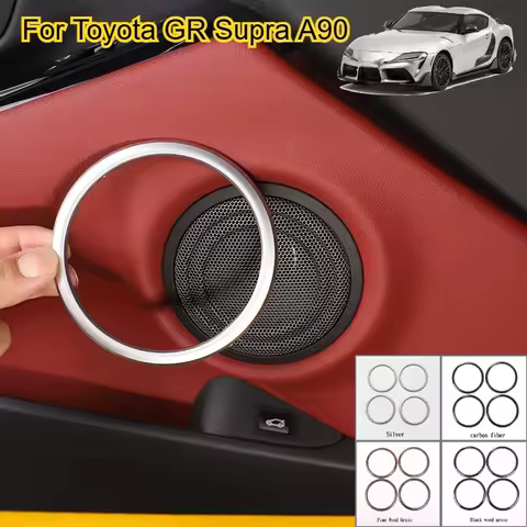 Car styling ABS Carbon Fiber/Silver Car Door Speaker Ring Trim Sticker For Toyota GR Supra A90 2019-22 Interior Car Accessories
