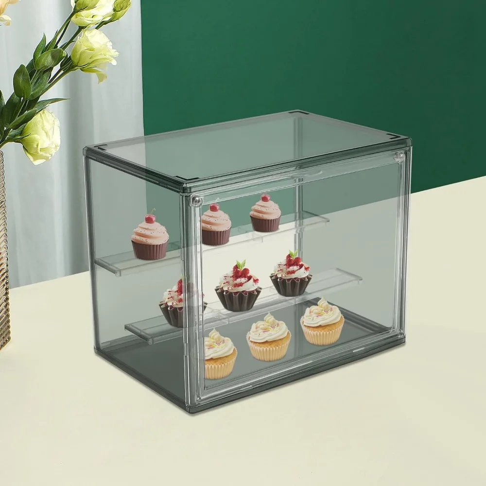 

2 Tier Clear Display Case Countertop Bakery Display Cabinet Cookie Donut Dessert Food Display Stand for Home Store