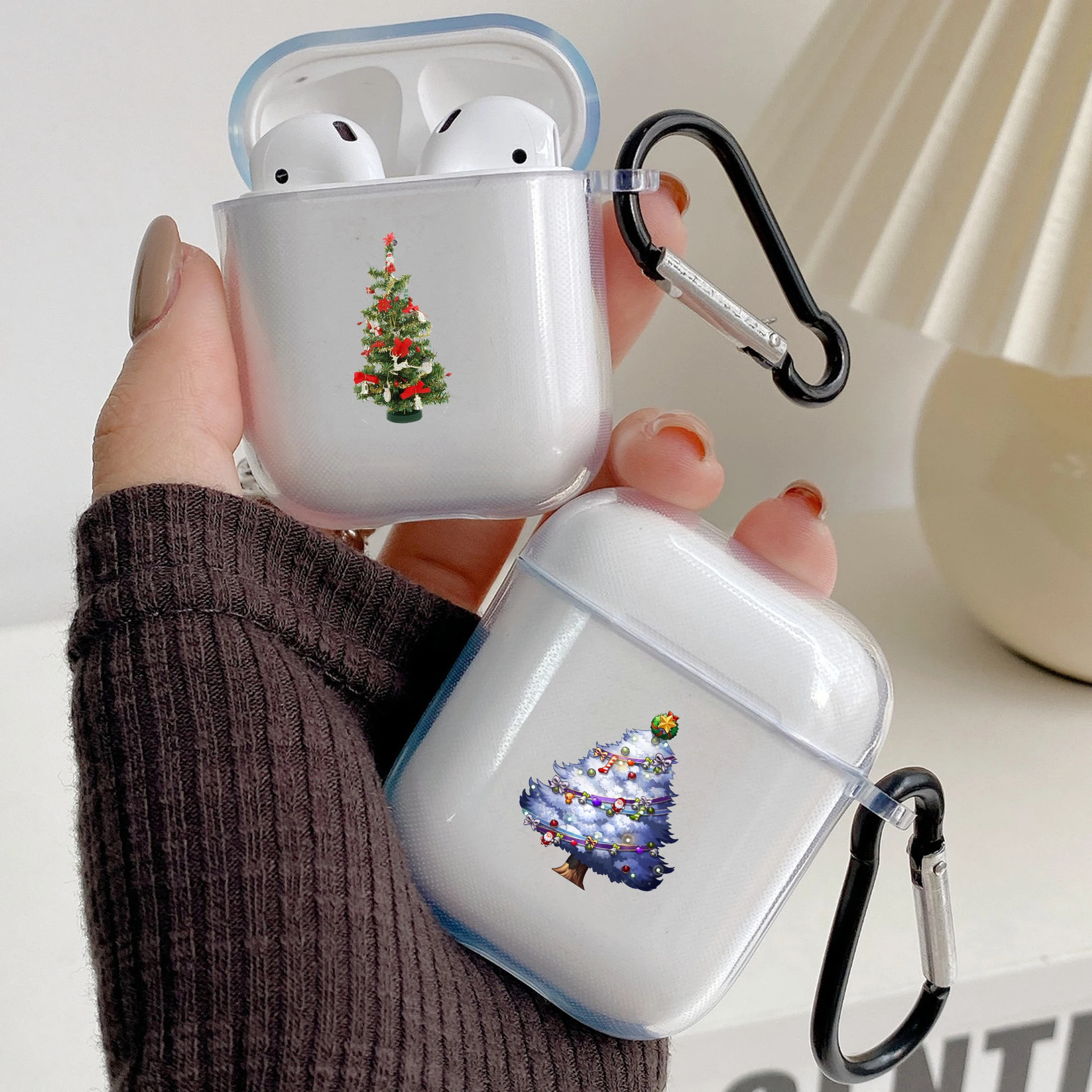 Christmas Tree New Year Bag Case For Apple Airpods 1 or 2 Shockproof Cover For AirPods 3 Pro Pro2 Transparent Earphone Protector