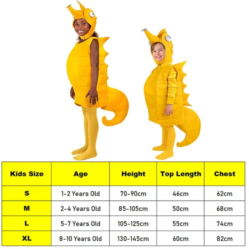 Costume d'Halloween Hippocampe Rose Jaune pour Fille et Garçon, UY3326