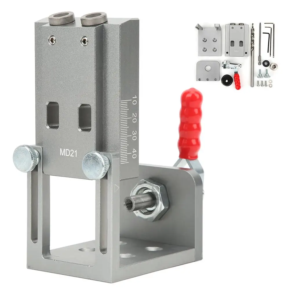 

Aluminum Alloy Oblique Hole Drill Locator Jig Kit for DIY Woodworking Projects Adjustable Angle Tool