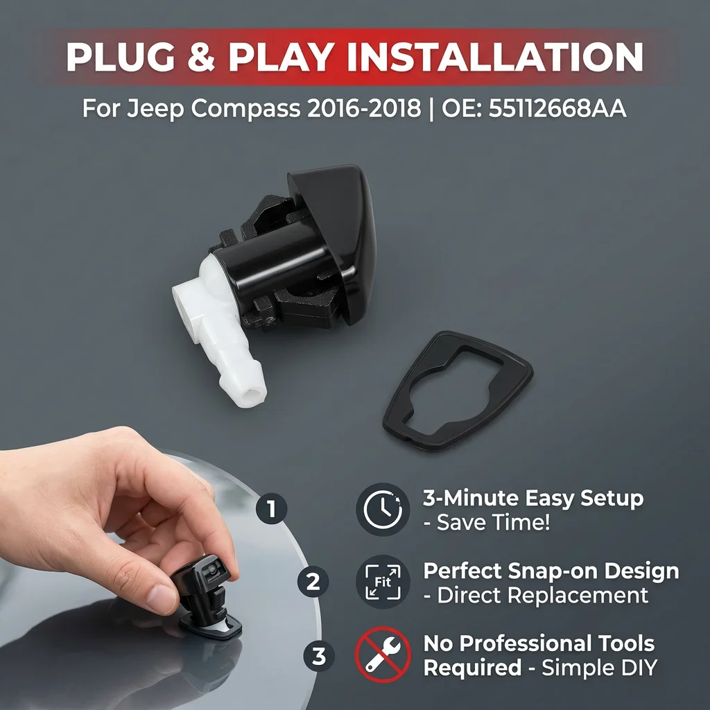 

55112668AA For Jeep Compass 2016 2017 2018 Car Windscreen Wipers Nozzles Automobile Front Window Washer Spray Nozzle Jet