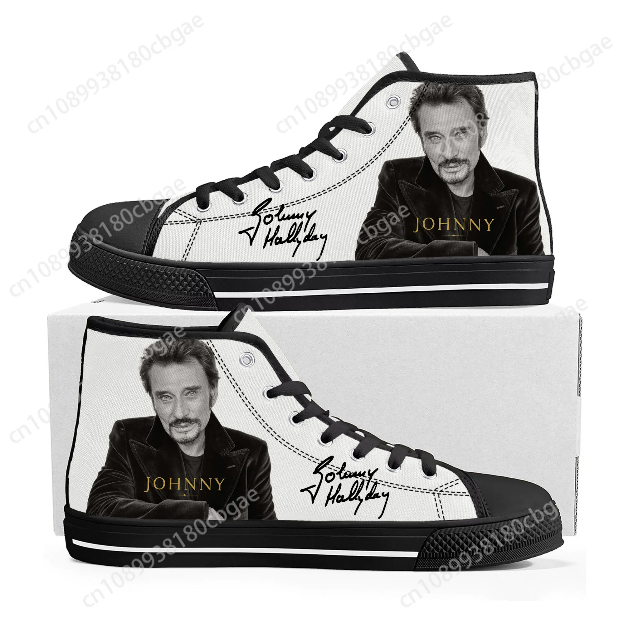 Johnny Hallyday Rock Singer High Top Sneakers Mens Womens Teenager High Quality Canvas Sneaker Casual Couple Shoes Custom Shoe