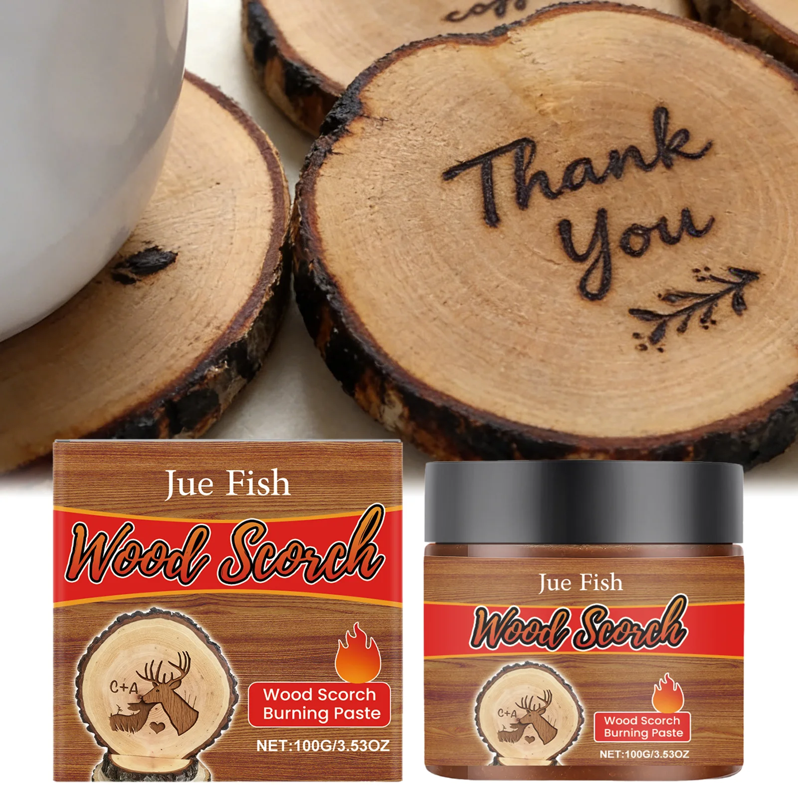 100g Wood Burning Paste Scorch Gel for Pyrography DIY Woodwork Crafts Project Heat Sensitive Paste Wood Engraving Art Kit