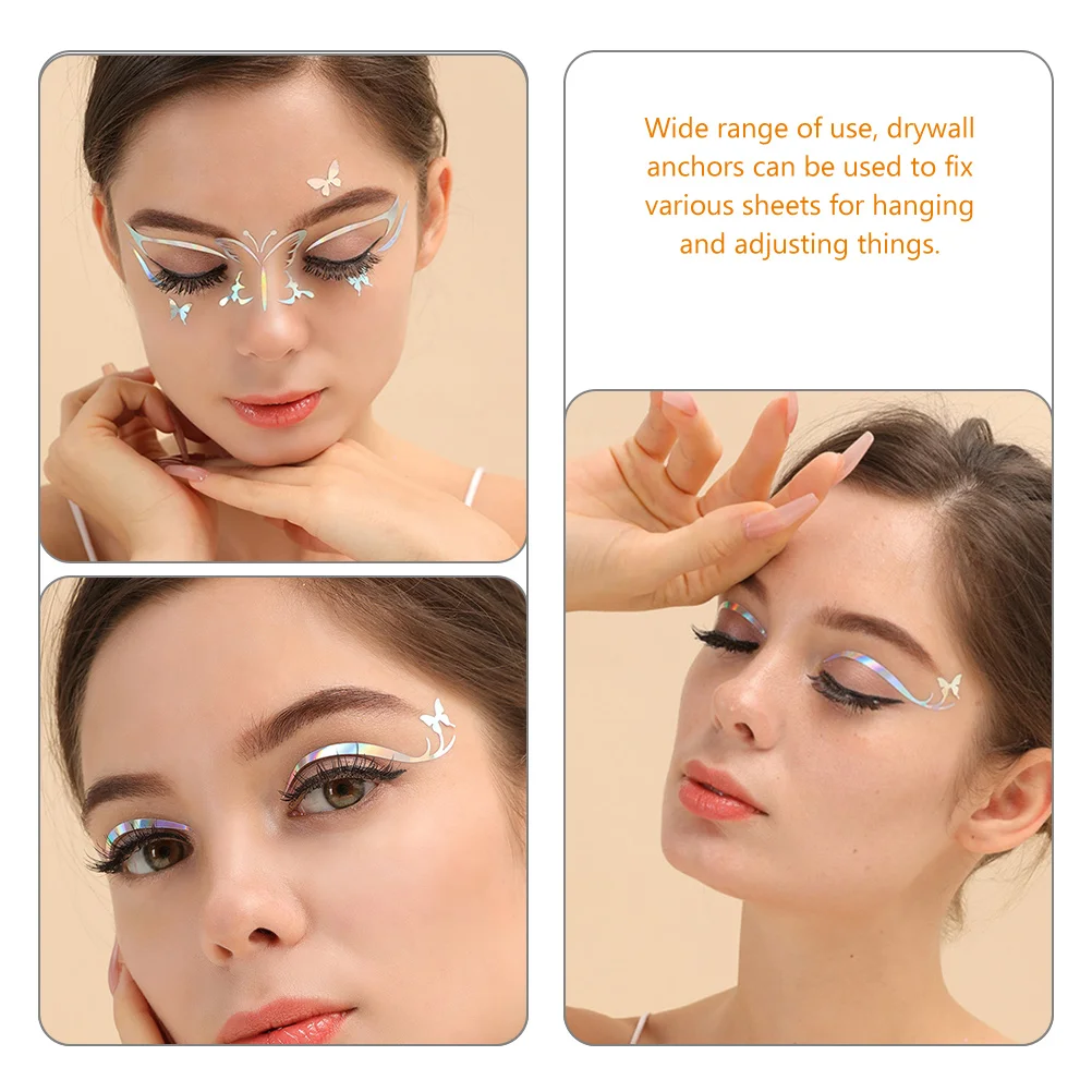 

6pcs 6 Sheets Temporary Eyeliner Decals Eye Shadow Stickers Adhesive Waterproof Glitter Halloween Cosplay Festival Party Decor