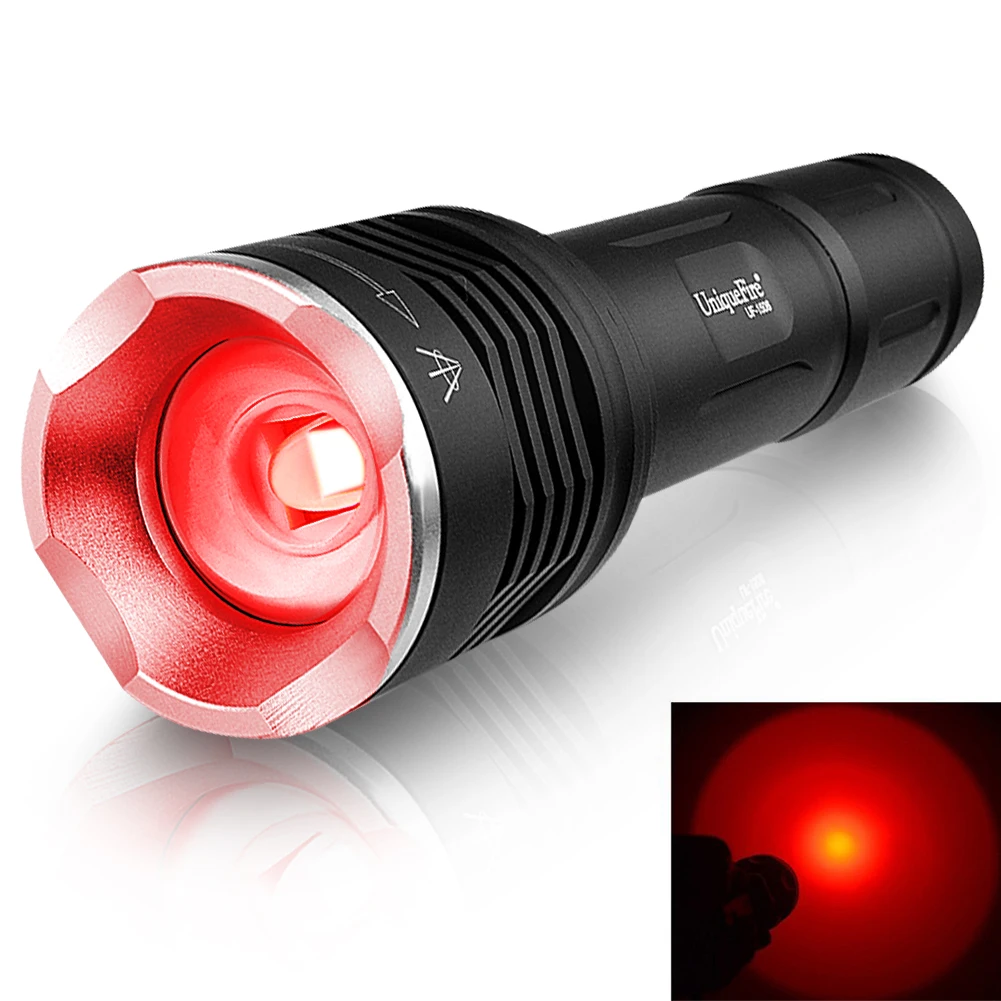 

UniqueFire 1506 Mini LED Tactical Flashlight Red Beam Light 1/ 3 Mode Zoom Portable Torch 20mm Aspherical Lens Lamp for Hunting