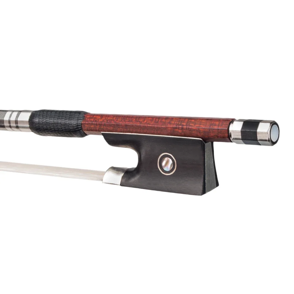 Advanced 4/4 Carbon Fiber Violin Bow Pernambuco Veneer  Round Stick Silver Wire Wrapped Lizard Skin Great Performance