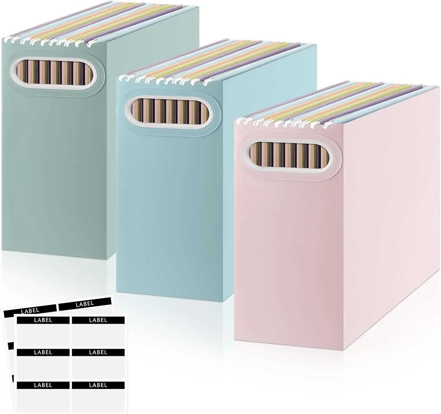 

Набор из 3-х пастельных органайзеров для файлов с ручкой и этикетками, складные картонные коробки для офиса или класса