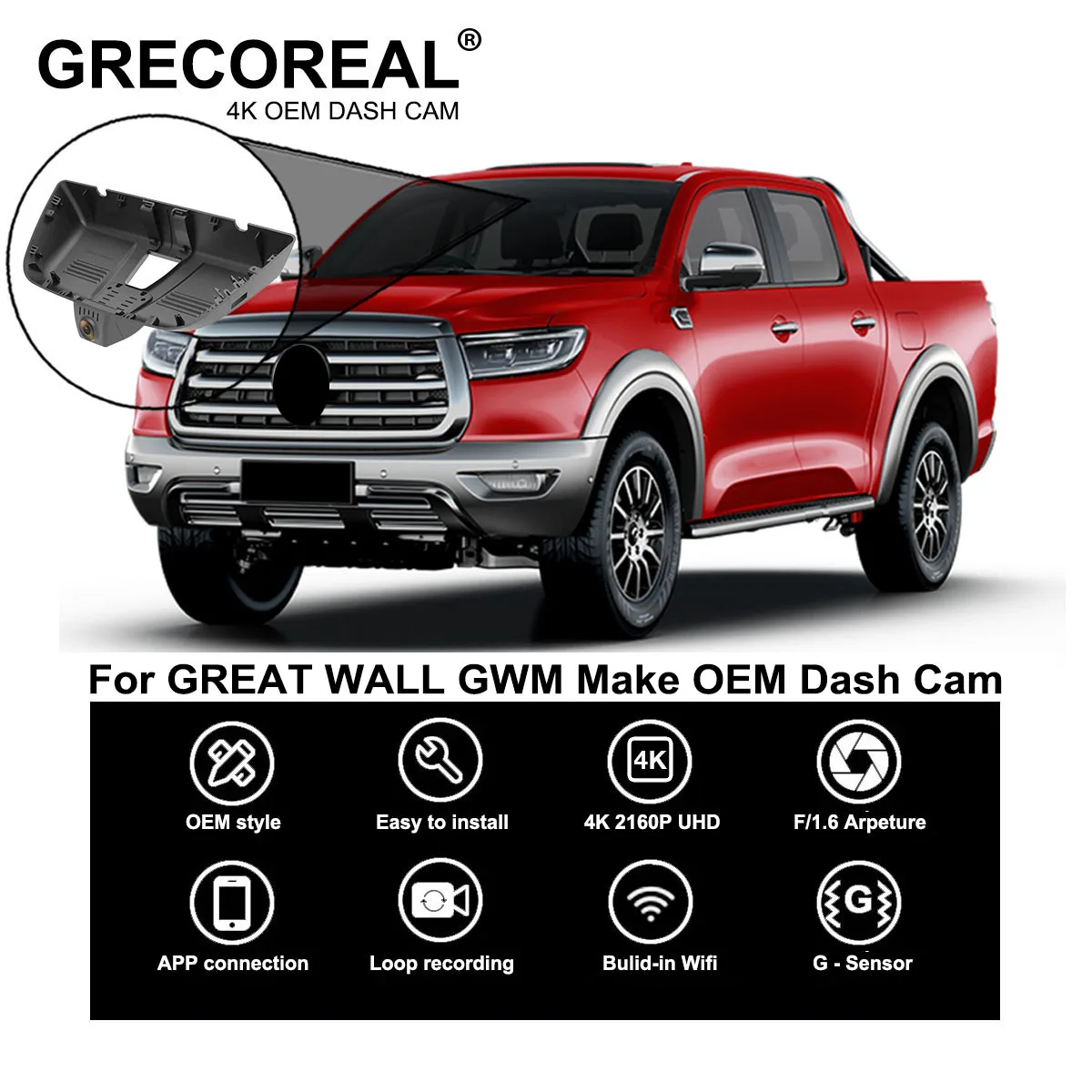 

For Great Wall GMW Tank 300 500 Poer Cannon Dash Cam Dashcam Car Dash Camera 4K Wifi Front and Rear OEM Plug Play Auto Car DVR