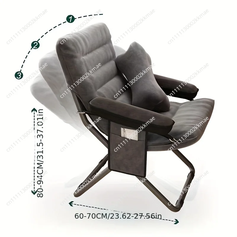 Adjustable Outdoor Reclining Folding Chair Portable Thick Cushion Moon Chair Leisure Seat for Camping Office Garden