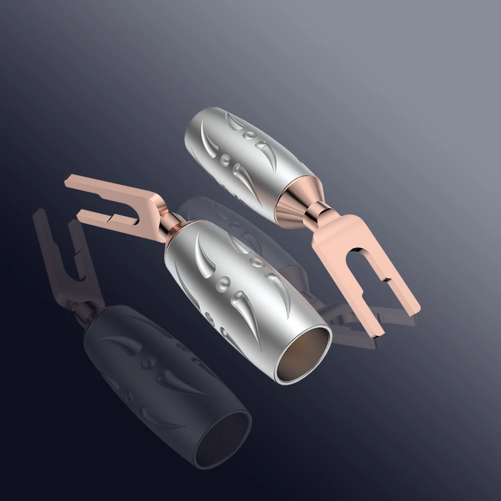 4 PZ Viborg VS701 Pure Copper Spade terminale del diffusore spina del cavo dell'altoparlante spina Y hi End