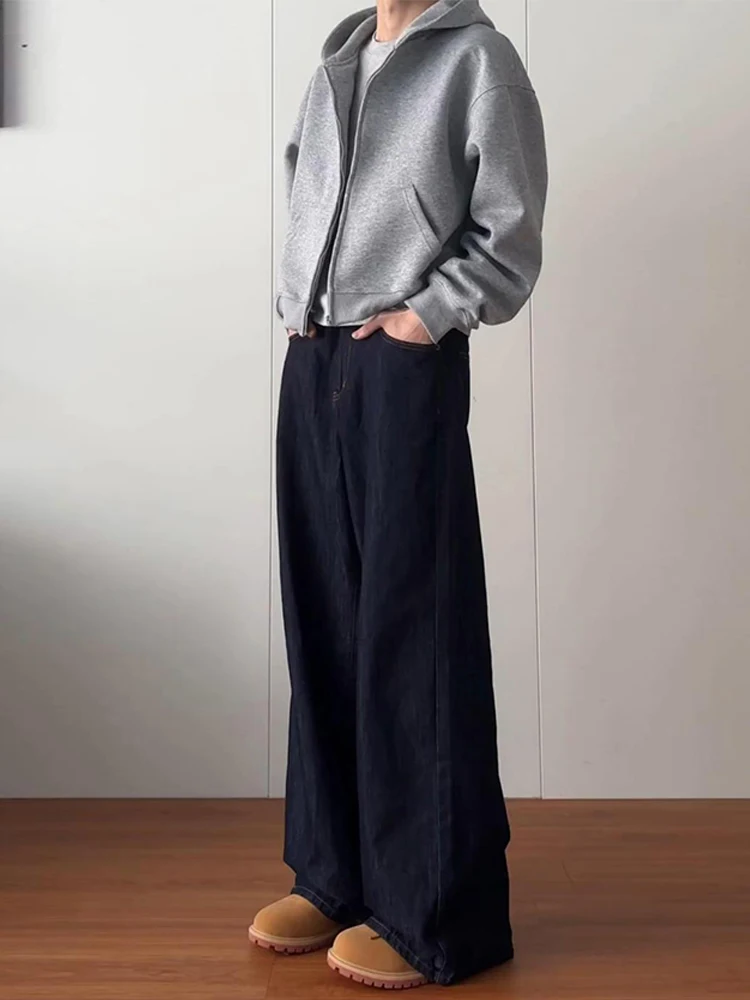 

Deep Blue Original Color Denim Men's Jeans American Retro Cleanfit Straight Leg Wide Leg Micro Flared Pants Casual Youth Summer