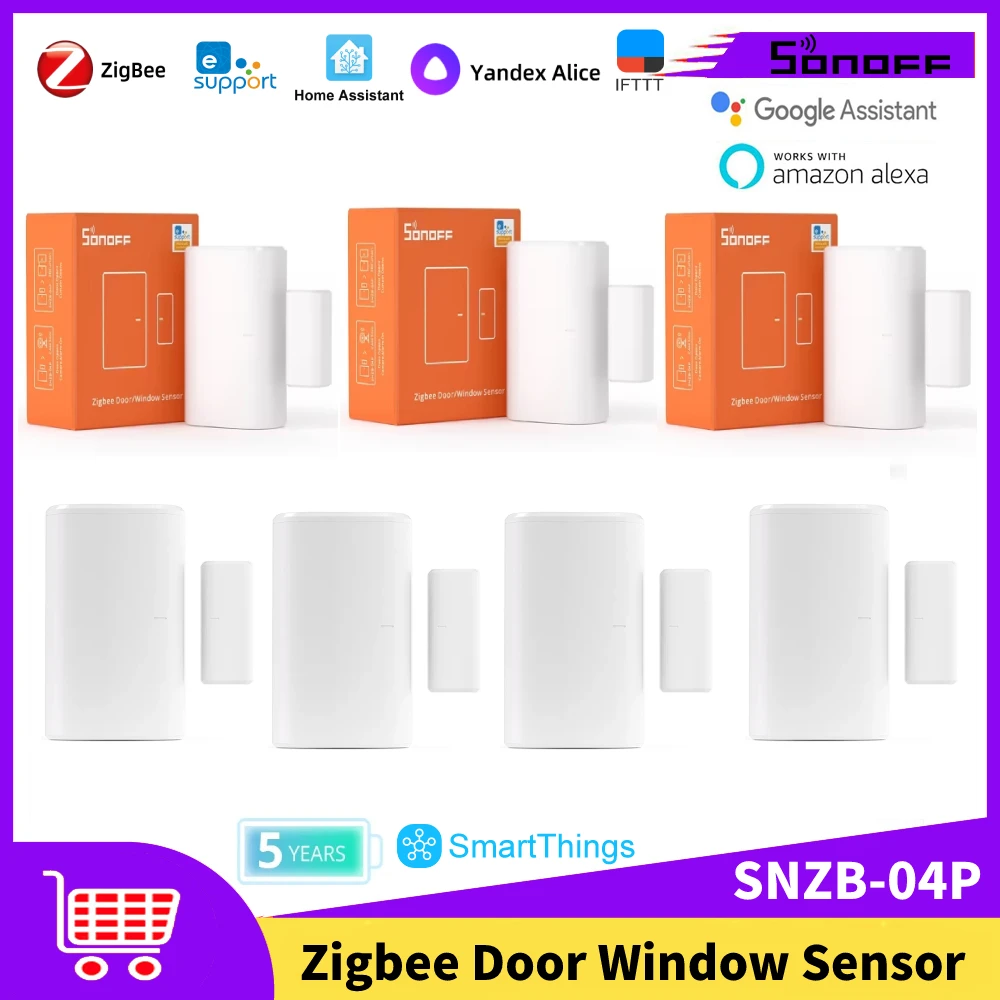 SONOFF SNZB-04P Zigbee Intelligent Porte Fenêtre Capteur D'alarme De Sécurité À Domicile Capteur Intelligent Scène Via EWelink Smartthings Alexa Google Home