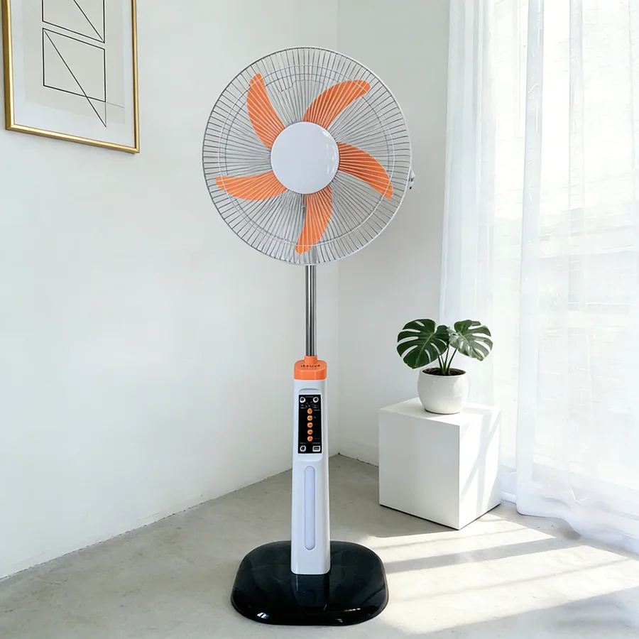 

16 Inch Brushless Motor Solar Fan Rechargeable with LED Bulbs USB Charging Camping Cooling Portable Fanpromote sales