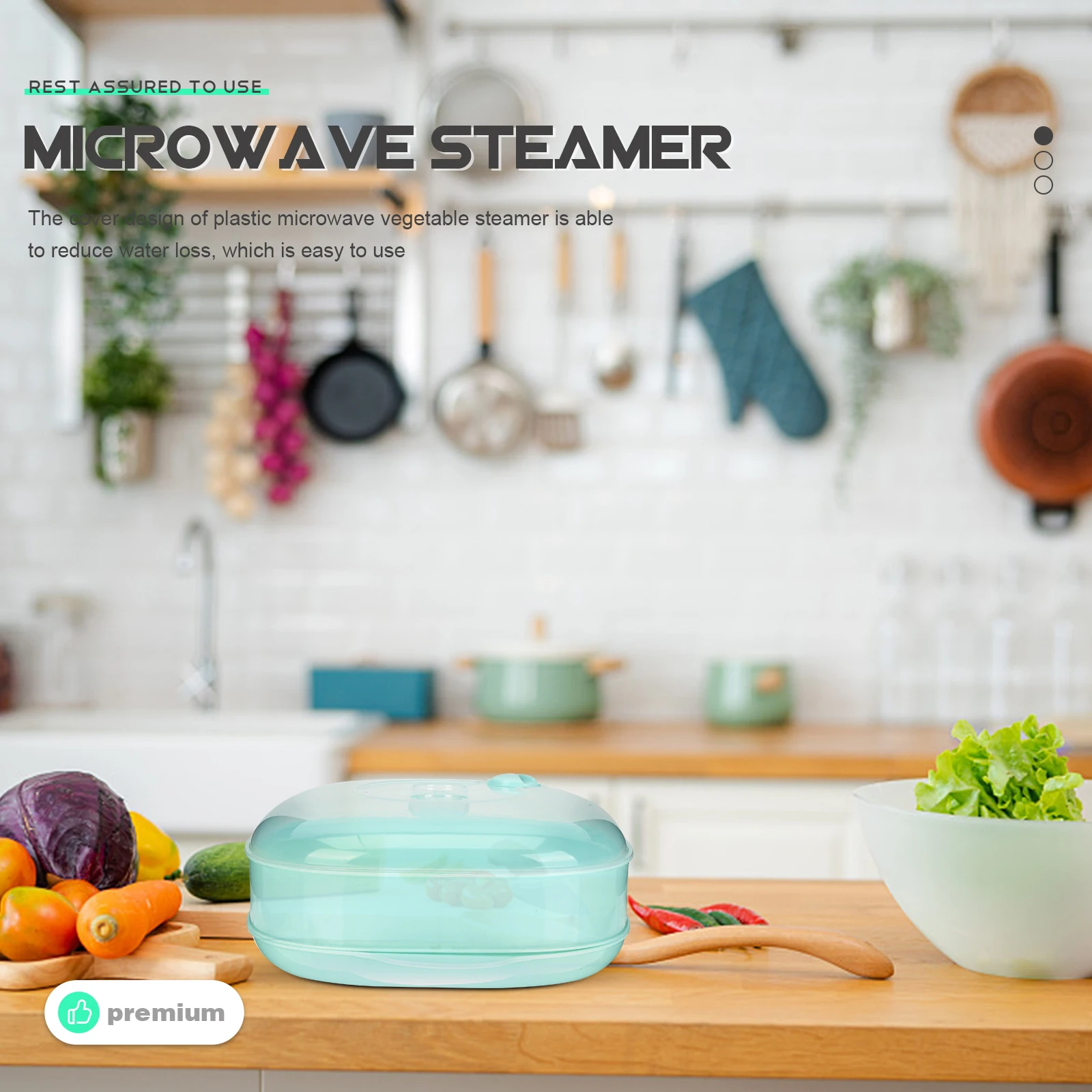 

Single Tier Steamer Large Capacity Microwave Heating Plastic Vegetable Food Grade Cold Heat Resistant Kitchen Cooker