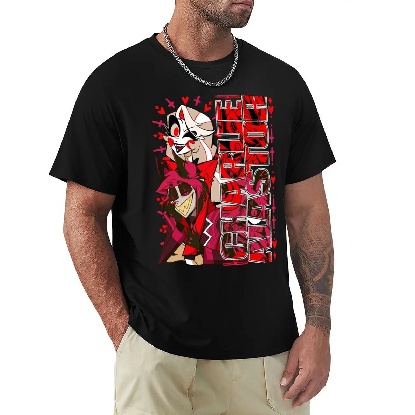 Charlie + Alastor 2024 Aug. drop HH Inspired Fanmerch BLACK Ver. T-Shirt Urban Casual Loose Fit Tee