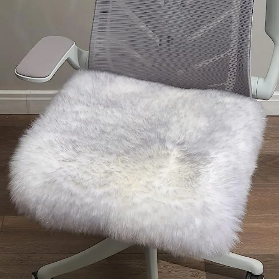 Sheepskin Chair Cushion Non-Slip Back Square Genuine Fur Chair Cover Silky Natural Wool Seat Cushion Pad St Area Rugs Carpet fo