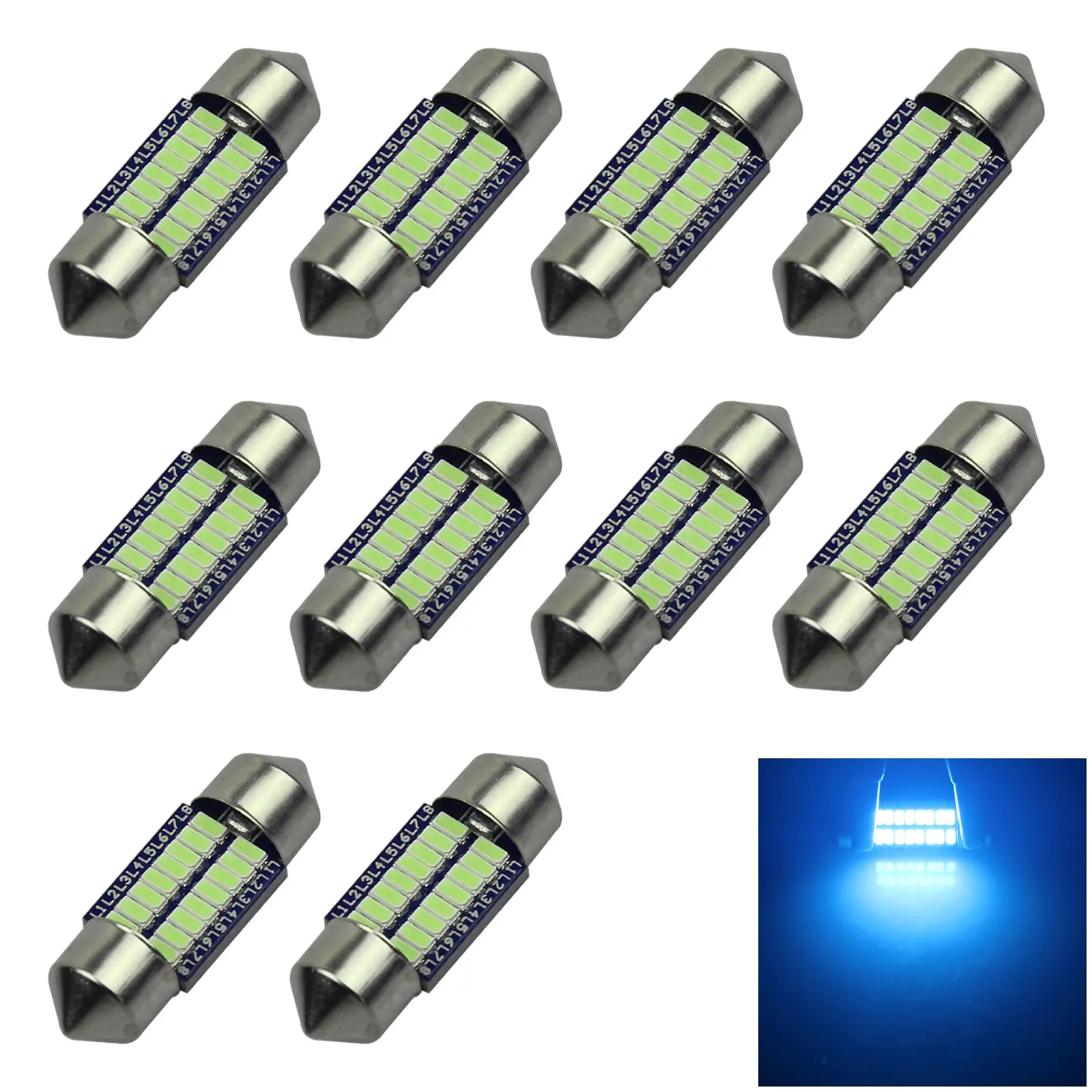 10x Ice Blue Car 31MM Festoon Light Map Blub Error Free 16 3014 SMD LED 3021 Z2879