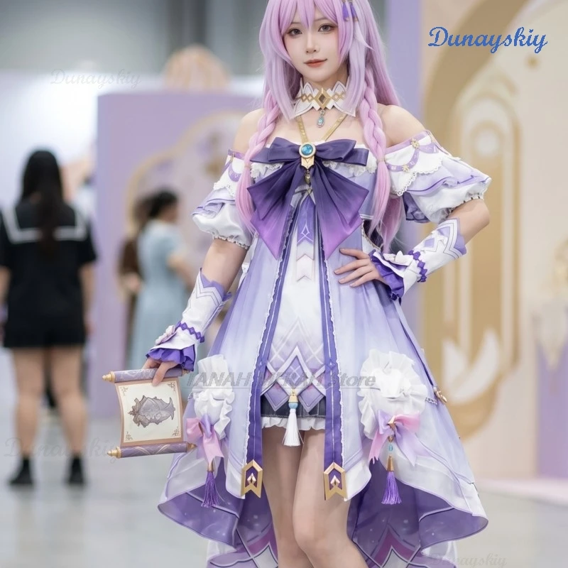 アニメコスプレ衣装原神シトラリフルセット二次元コスプレ女性用、パーティーロールプレイ小道具パープル