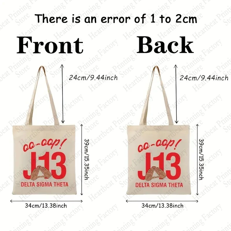 Delta Sigma Theta Sorority January 13 Founders Day Pattern Tote Bag Canvas Shoulder Bag for Travel Women Reusable Shopping Bag