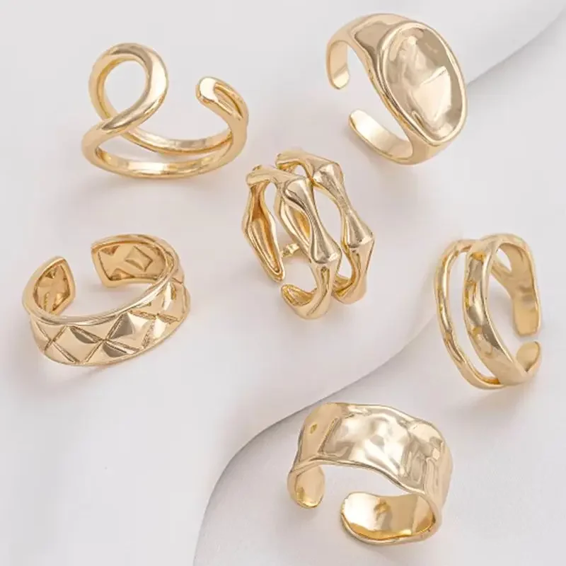 

14K Gold European American Personalized Vintage Ring with Advanced Sense Korean Edition Minimalist Internet Celebrity Open Ring