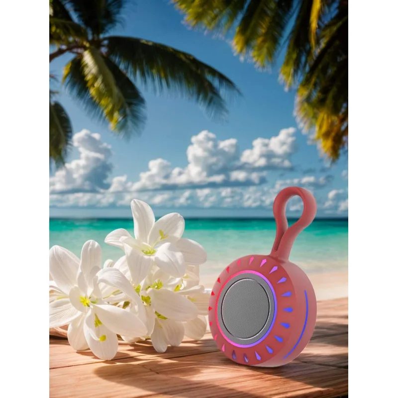 

Подвесной дизайн Водонепроницаемый душ, прочный и легкий портативный динамик со звуком HD, стерео сопряжением и цветной подсветкой