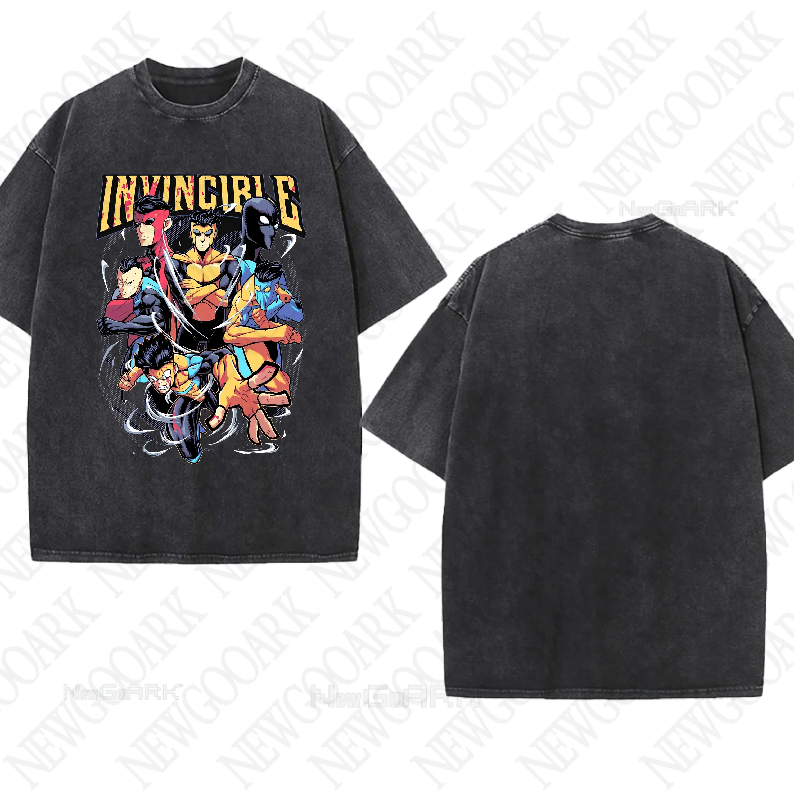 New Invincible Washed T-shirt Best Comic Graphic T Shirts Unisex Cotton Round Neck HipHop Men Women Streetwear Tees Short Sleeve