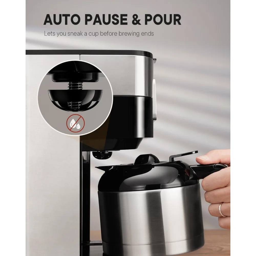 Programmable Coffee Maker with 8-Cup Thermal Carafe, Touch-Screen Drip Coffee Machine with Timer, Regular & Strong Brew