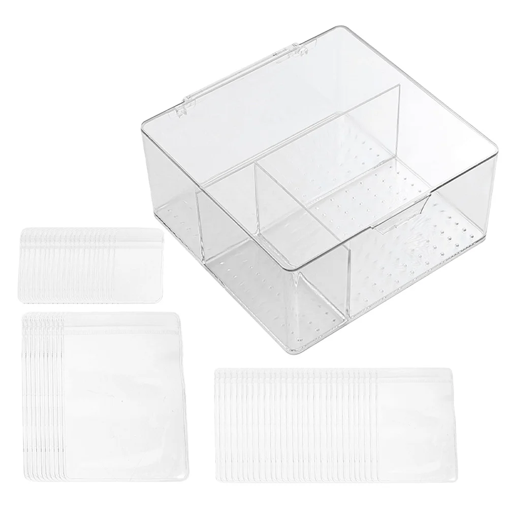 1 مجموعة 1 مجموعة واضح الاكريليك صندوق تخزين المجوهرات متعدد الشبكة المنظم الحقيبة الذاتي ختم أكياس شفافة للسفر القرط الدائري