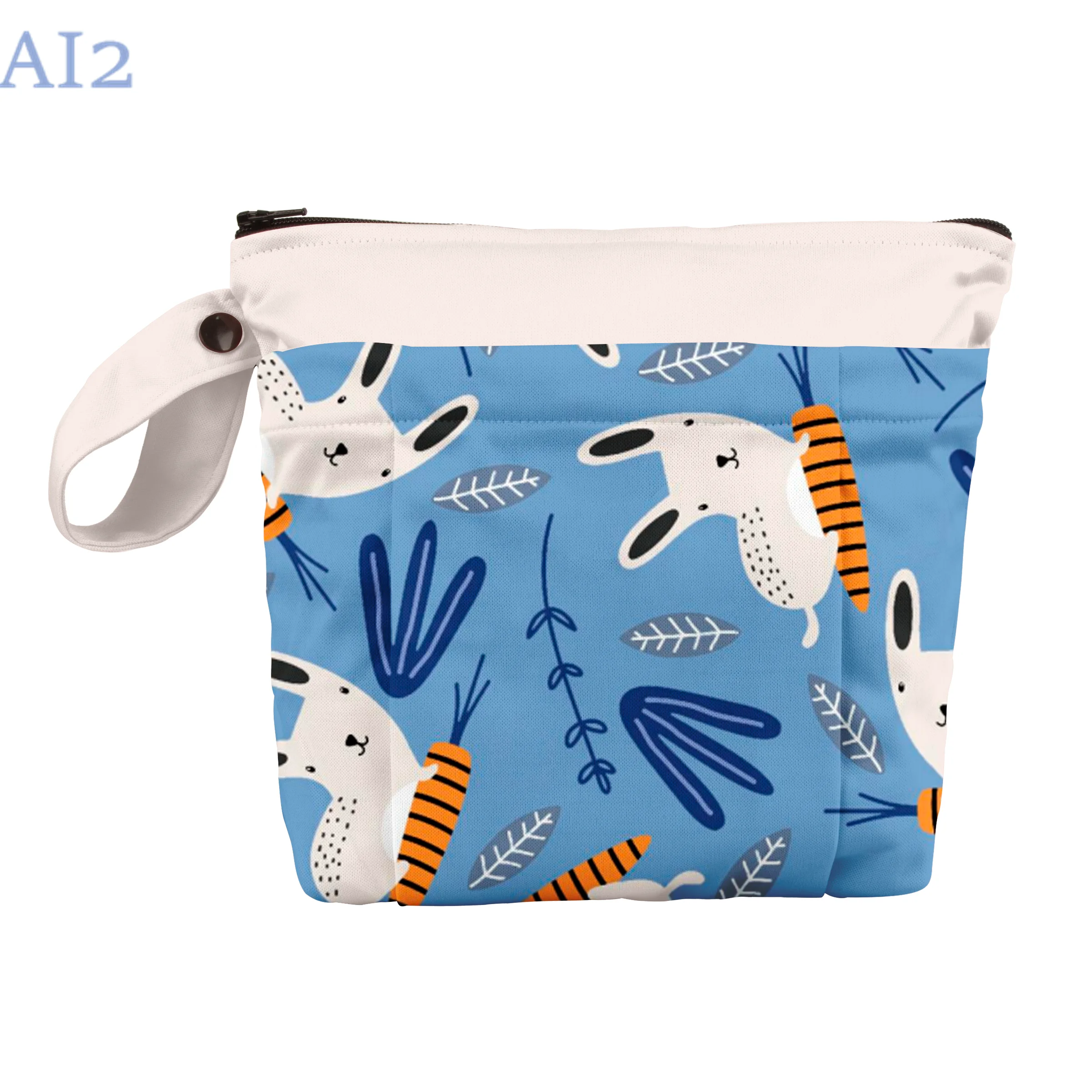 Fashion Print Handbag Baby Multifunctional Waterproof Diaper Bag Women Makeup Pouch Two Zipper Pocket Wet Dry Storage Bag