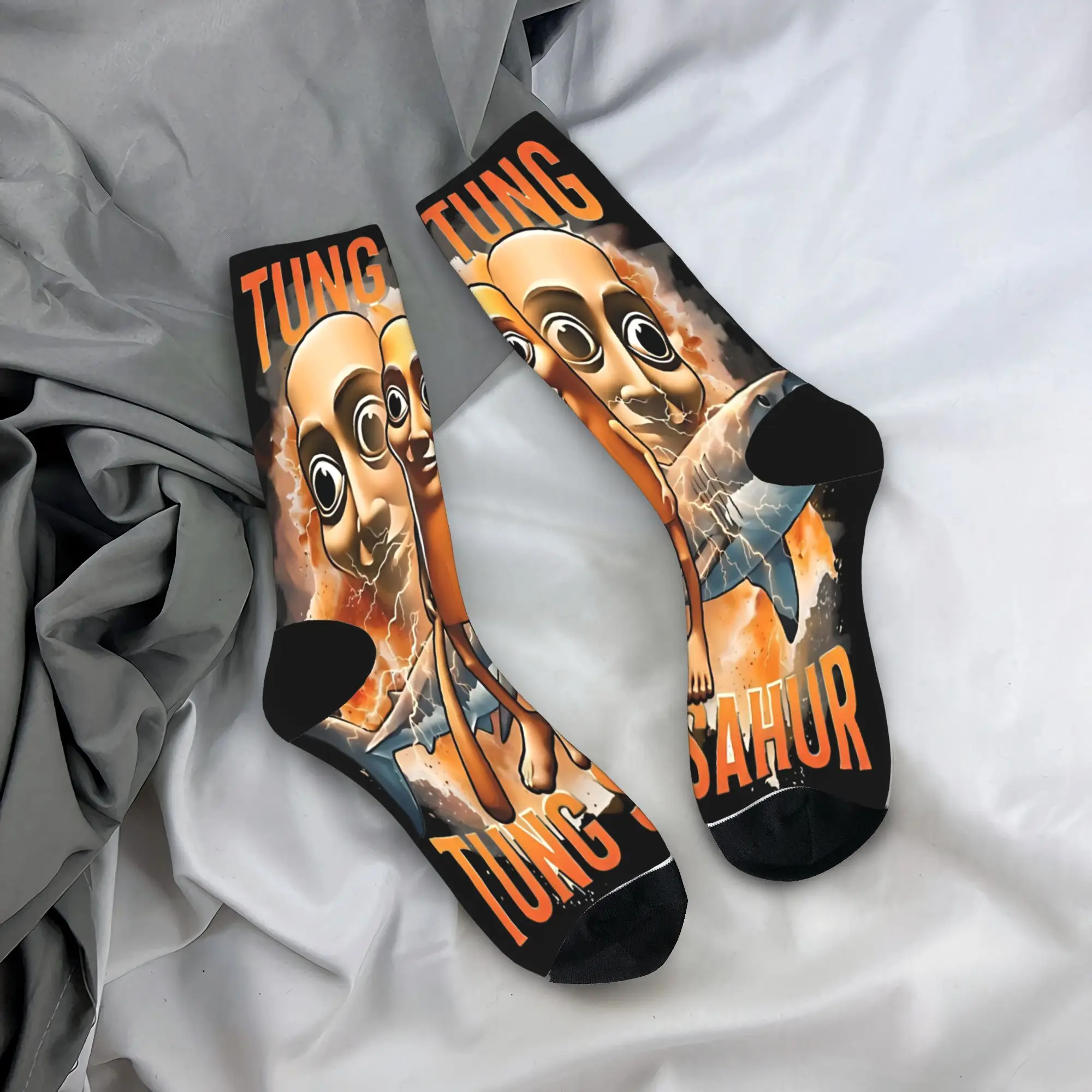 Tung Tung Tung Sahur Meme Socken Herbststrümpfe Neuheit Damen Herren Hochwertige Socken Grafische Klettersocken Anti-Rutsch-Socken